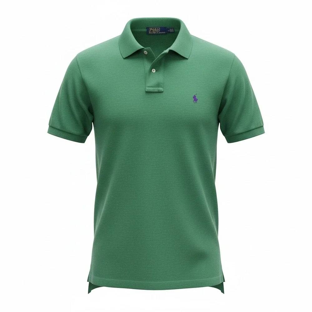 Polo Ralph Lauren Polo Shirt Mens XL Green Custom Fit‎ Purple Pony Logo Knit